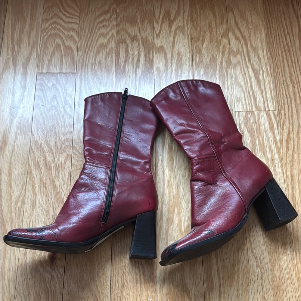 Women's Red Leather Boots